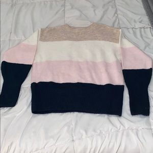 Brown/White/Pink/Navy Blue Sweater